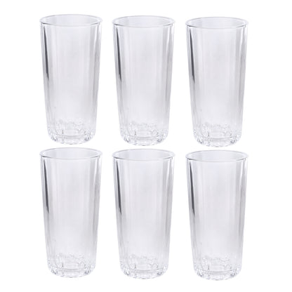 Set of 6 clear tall drinking glasses, 320 ml each