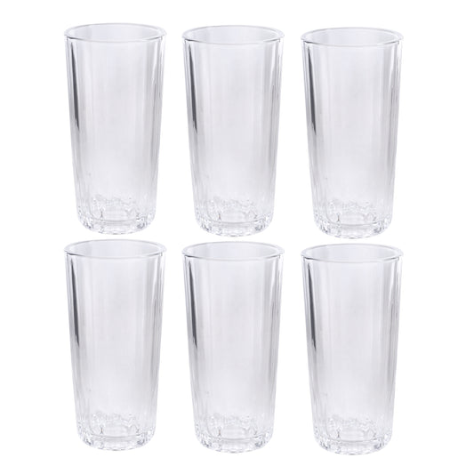 Set of 6 clear tall drinking glasses, 320 ml each
