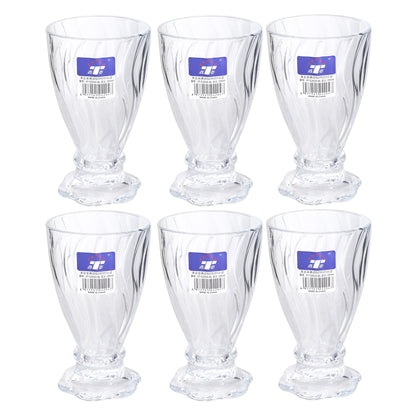 Set of 6 clear footed drinking glasses, 200 ml each