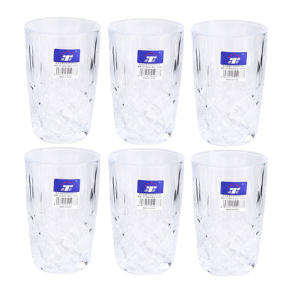 Set of 6 clear tall drinking glasses, 350 ml each