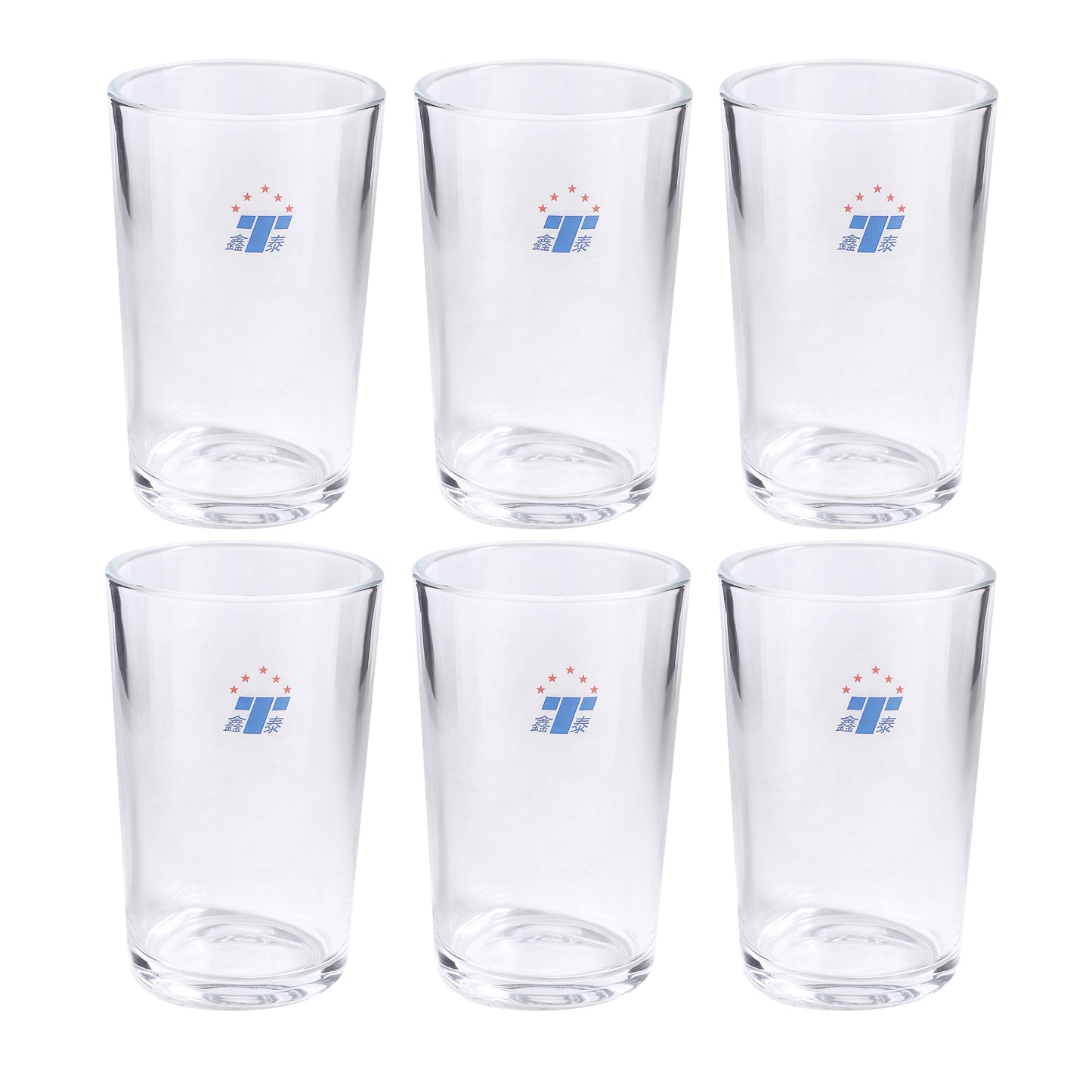 Set of 6 clear medium drinking glasses, 300 ml each