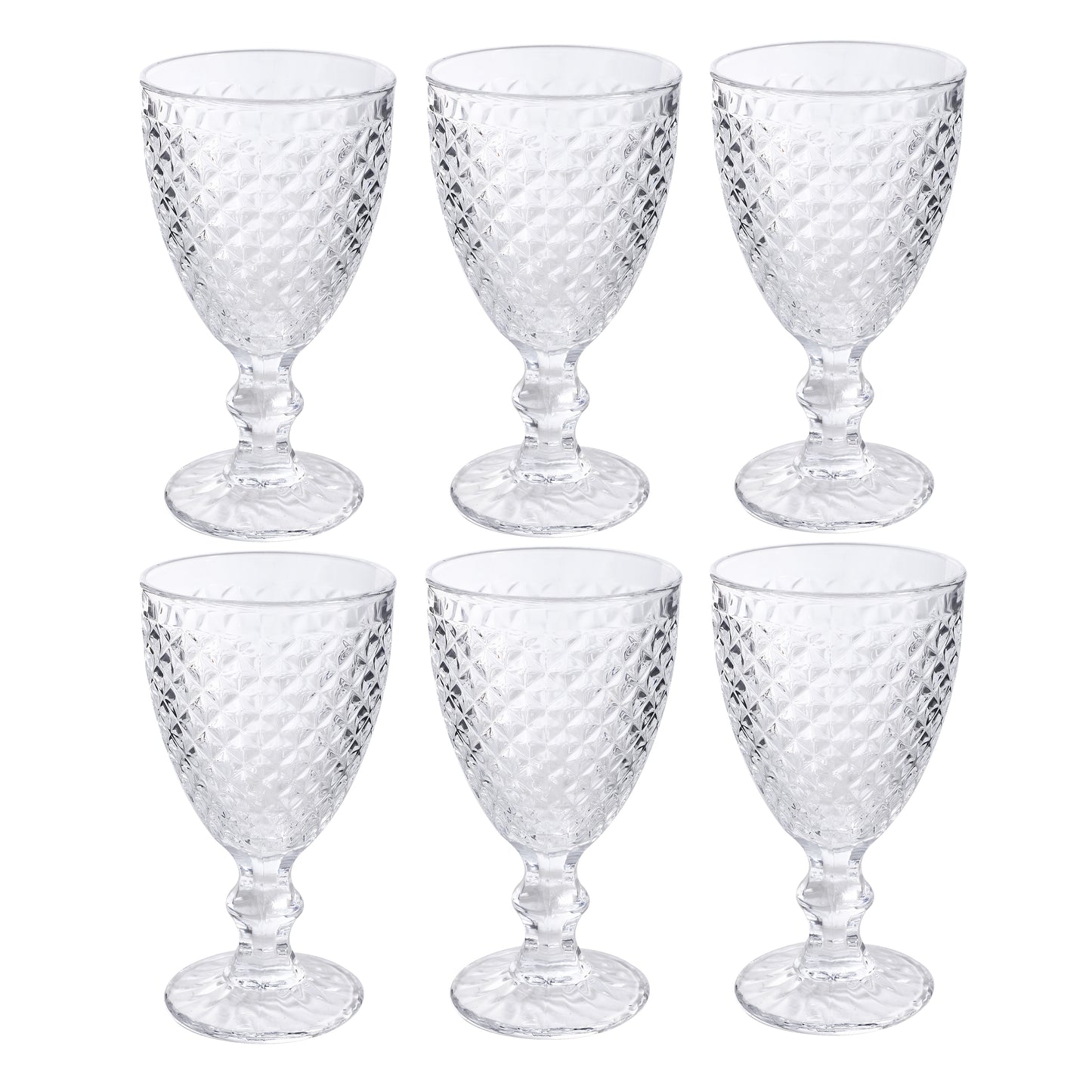 Set of 6 clear glass goblets, 290 ml each