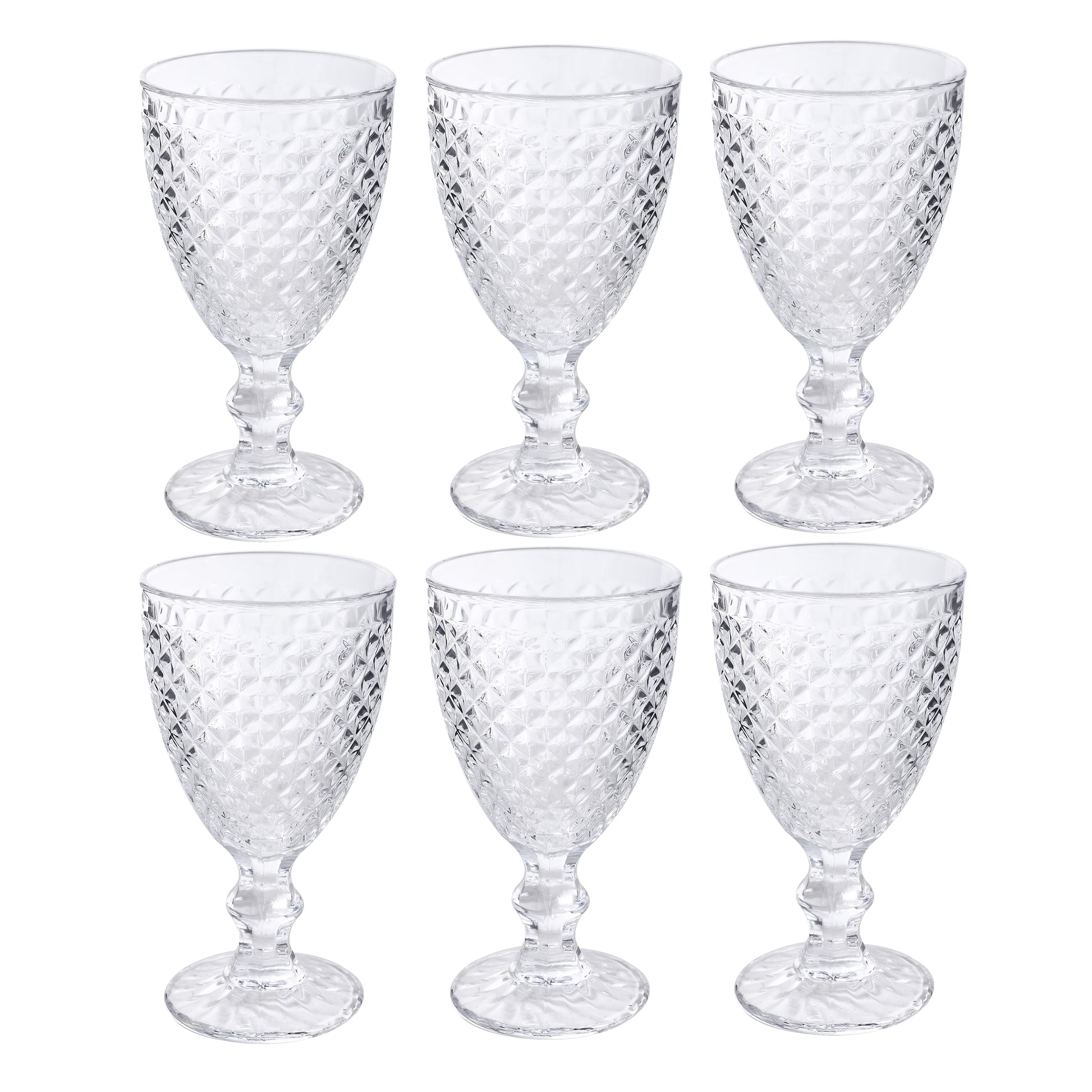 Set of 6 clear glass goblets, 290 ml each