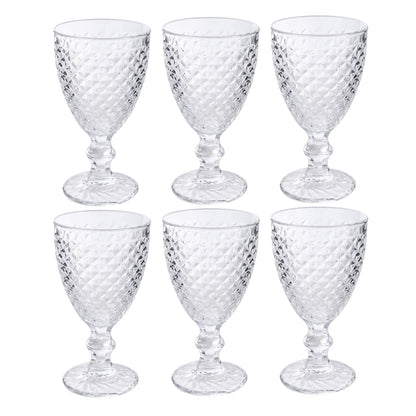 Set of 6 clear glass goblets, 290 ml each