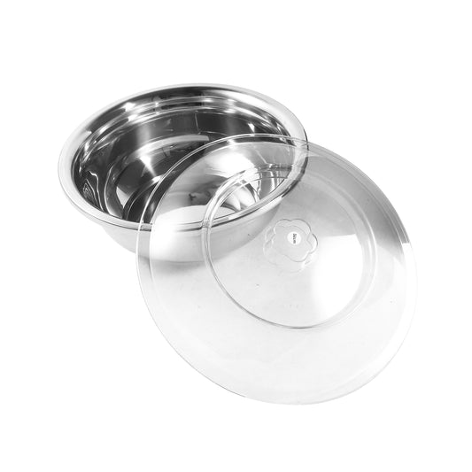 Stainless Steel Bowl with Transparent Lid / 32 cm