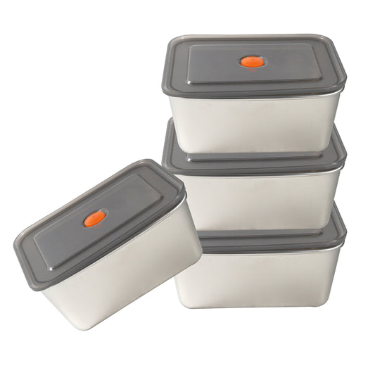 Rectangular Stainless Steel Food Container Set / 4PCS