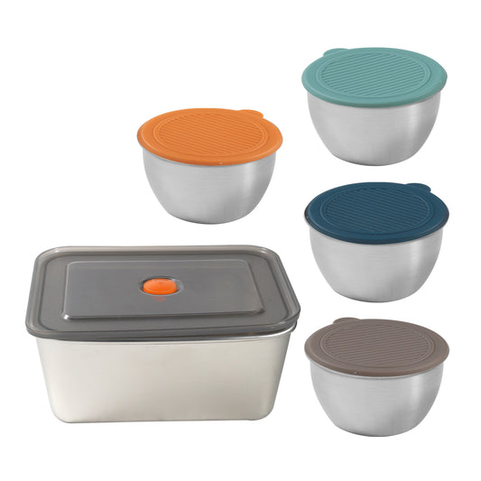 Rectangular Stainless Steel Food Container Set / 5PCS