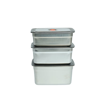 Rectangular Stainless Steel Food Container Set / 3PCS