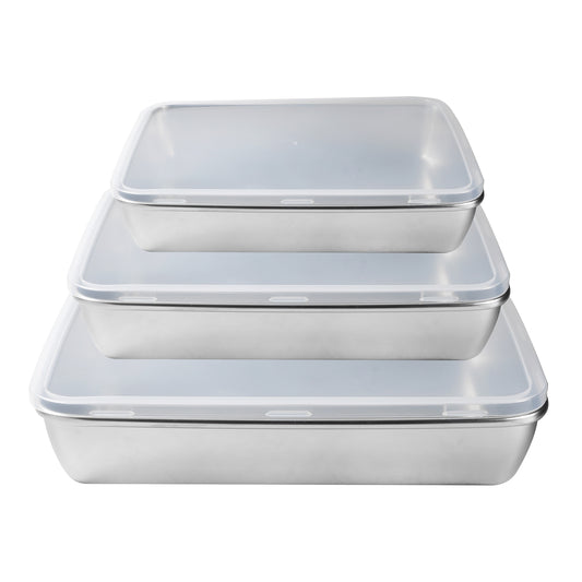 Rectangular Stainless Steel Food Container Set / 3PCS