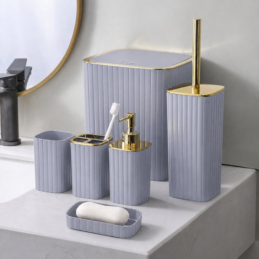 Complete Bathroom Accessories Soap Dispenser Toothbrush Holder Set of 6 Pcs**