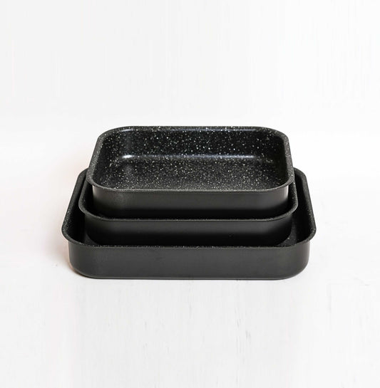 Rectangular Granite Oven Tray Set Grey