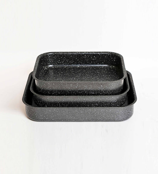 Rectangular Granite Oven Tray Set Grey