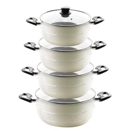 Casserole Beige Marble Coating Non Stick 4 Pcs Set 22cm 24cm 26cm 30cm 3.5mm (Must select an Option for Sizes or Set)