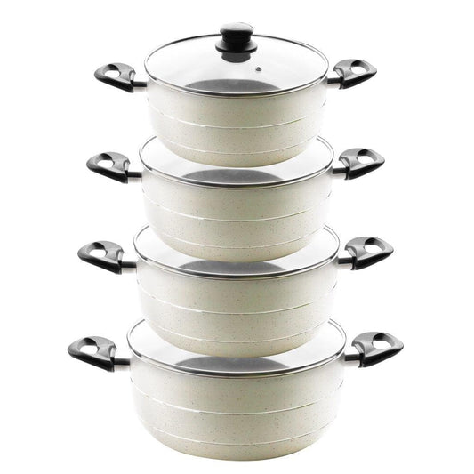 Casserole Beige Marble Coating Non Stick 4 Pcs Set 22cm 24cm 26cm 30cm 3.5mm (Must select an Option for Sizes or Set)