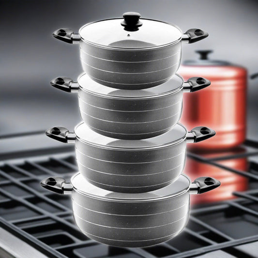Casserole Grey Marble Coating Non Stick 4 Pcs Set 22cm 24cm 26cm 30cm 3.5 mm (Must select an Option for Sizes or Set)