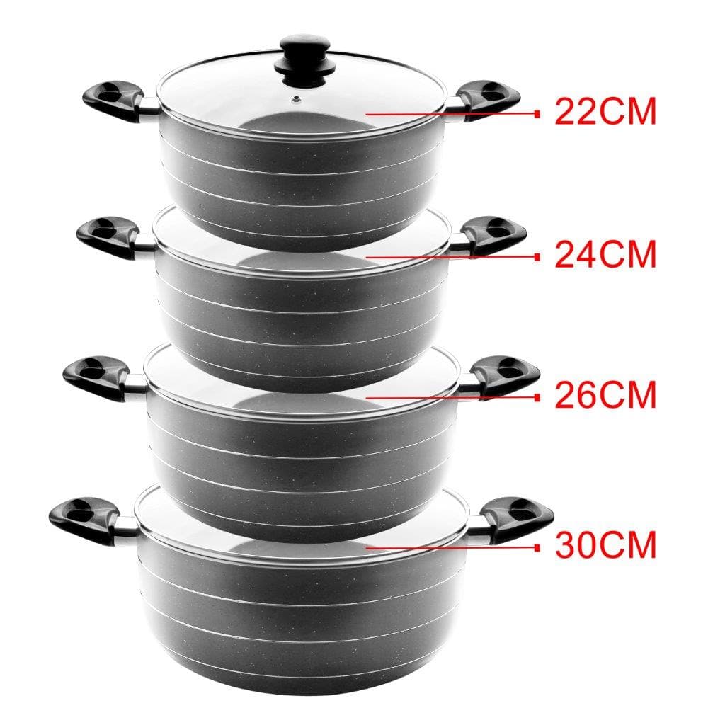 Casserole Grey Marble Coating Non Stick 4 Pcs Set 22cm 24cm 26cm 30cm 3.5 mm (Must select an Option for Sizes or Set)