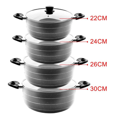 Casserole Grey Marble Coating Non Stick 4 Pcs Set 22cm 24cm 26cm 30cm 3.5 mm (Must select an Option for Sizes or Set)
