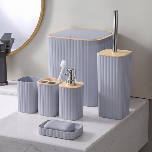 Complete Bathroom Accessories Soap Dispenser Toothbrush Holder Set of 6 Pcs**