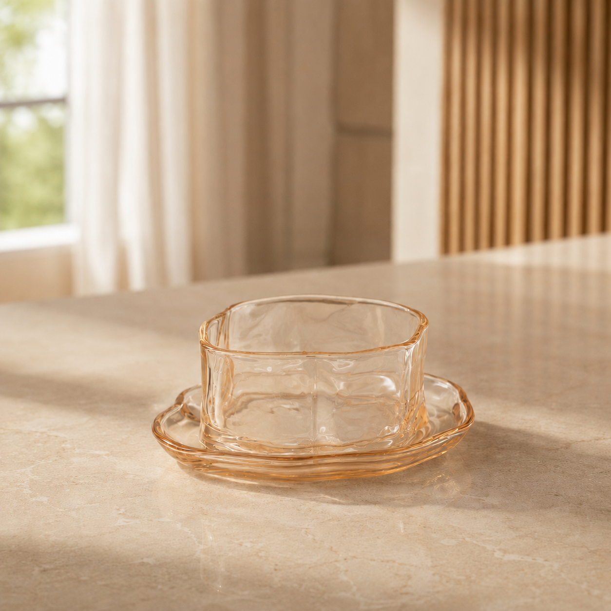 Honey Smooth Glass Cup & Saucer- 6 pcs