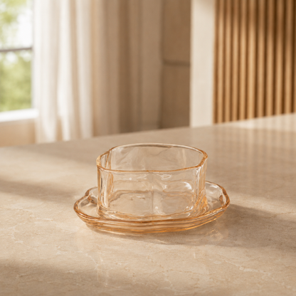 Honey Smooth Glass Cup & Saucer- 6 pcs