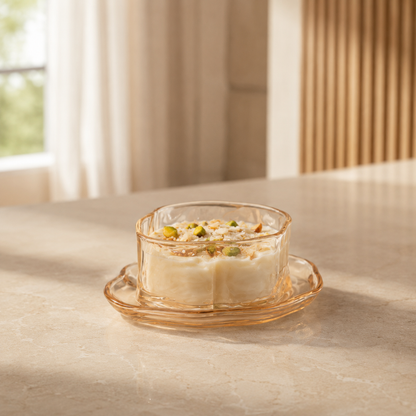 Honey Smooth Glass Cup & Saucer- 6 pcs