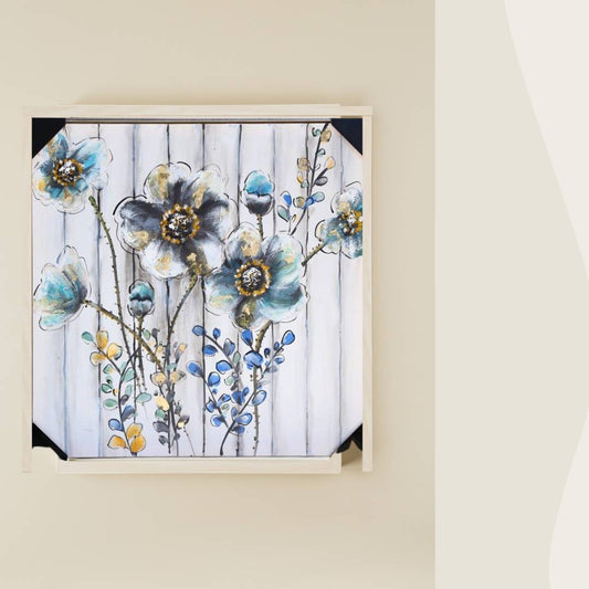 Home Decor Portrait Canvas Wall Art Abstract Colourful Floral Oil Painting PVC Frame 80*80*3.5 cm