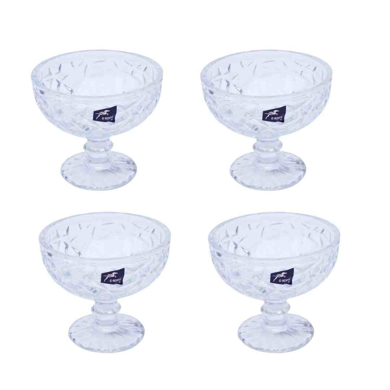 Crystal Cut Glass Ice Cream and Dessert Bowl Set of 4 Pcs 12*10.5/300 ml