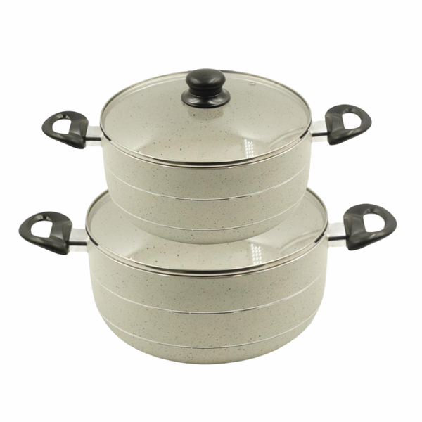 Casserole Beige Marble Coating Induction Non Stick SET 32 & 36 cm 3.5 mm