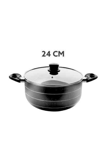 Casserole Grey Marble Coating Non Stick 4 Pcs Set 22cm 24cm 26cm 30cm 3.5 mm (Must select an Option for Sizes or Set)