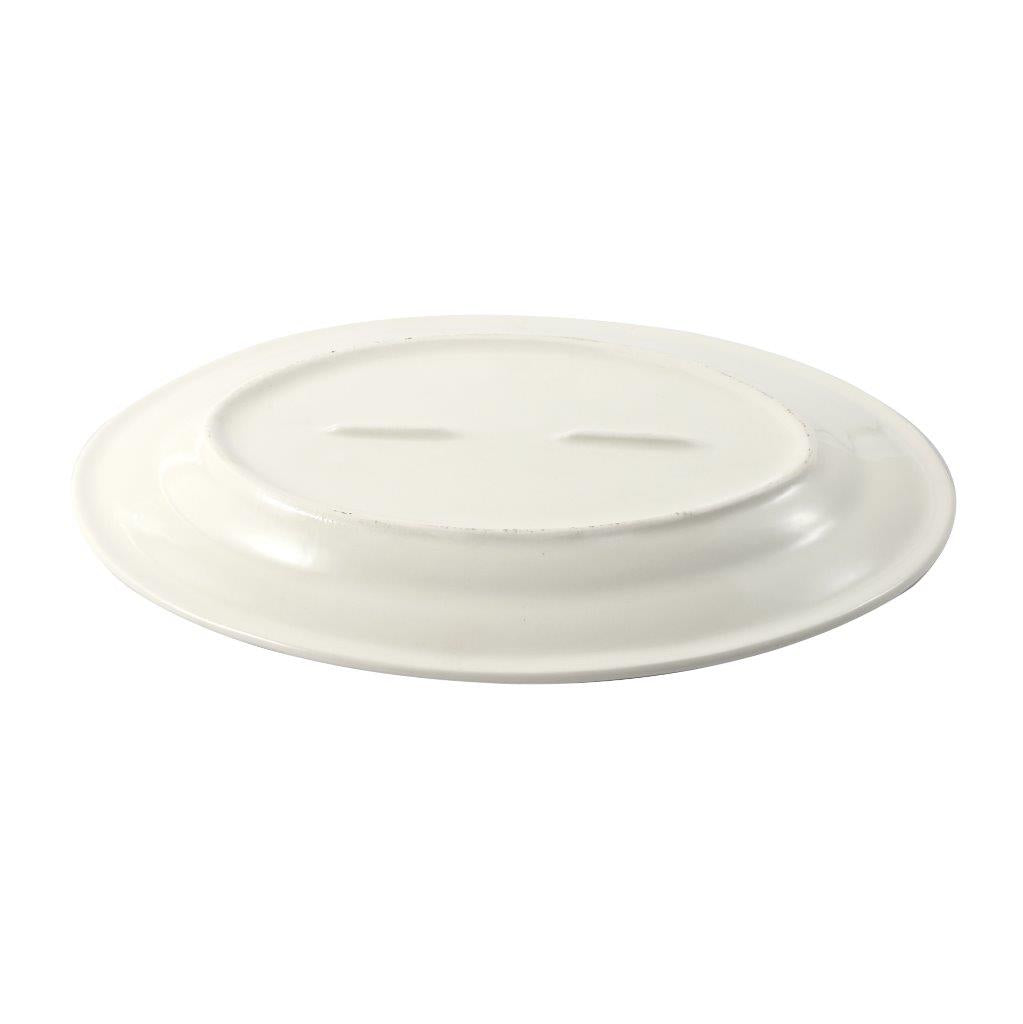 White Ceramic Floral Print Tableware Oval Serving Dish Plate 12''