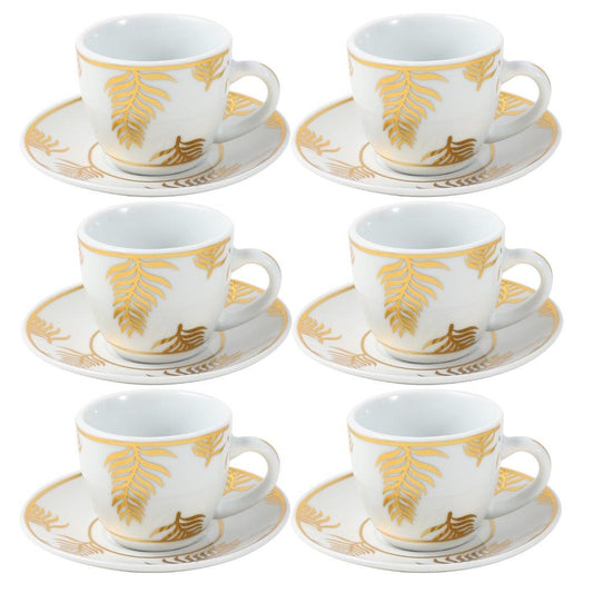 Ceramic Coffee Cup and Saucer Set of 6 Pcs Abstract Print Design 85CC/11 cm