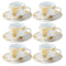 Ceramic Coffee Cup and Saucer Set of 6 Pcs Abstract Print Design 85CC/11 cm