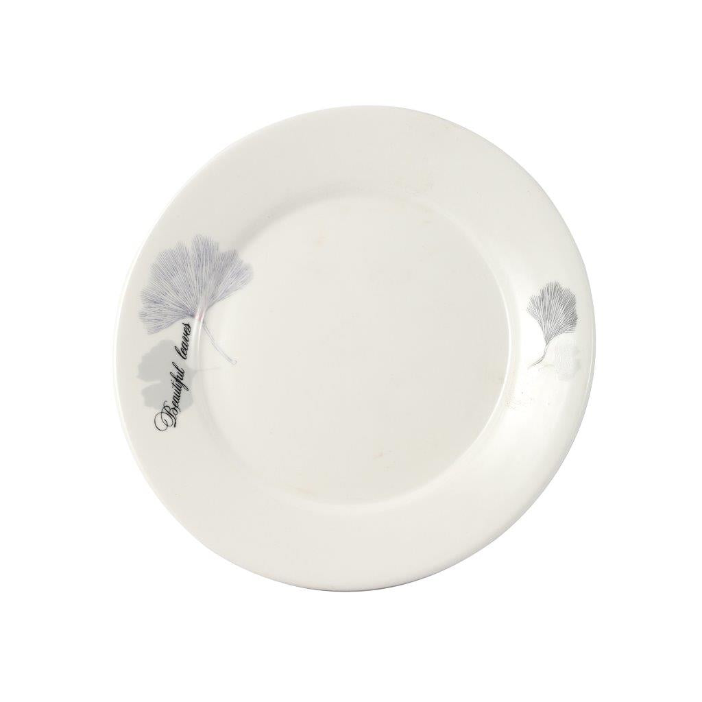 White Ceramic Floral Print Tableware Round Serving Dish Plate 7''