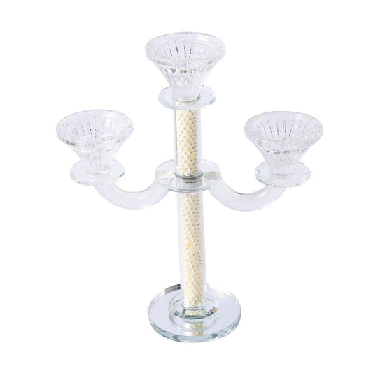 Home Decor Crystal Decor Table Top Candleholder 3 Arms  28 cm