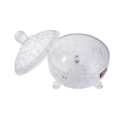 Crystal Glass Footed Sugar Bowl Candy Jar with Lid D - 10 cm ; H - 10 cm