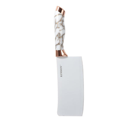 Premium Quality Stainless Steel Chef Kitchen Knife Set of 9 Pcs With Knife Stand White Marble Coating 33 cm