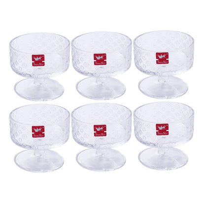 Crystal Glass Ice Cream and Dessert Bowl Set of 6 Pcs 180 ml