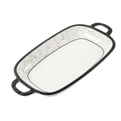 Abstract Print Ceramic Tableware Oval Serving Dish Plate 13 cm
