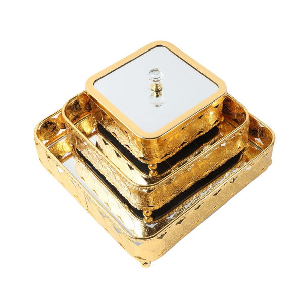 Engraved Deco Gold Candy Box Nuts and Chocolates Serving Tray