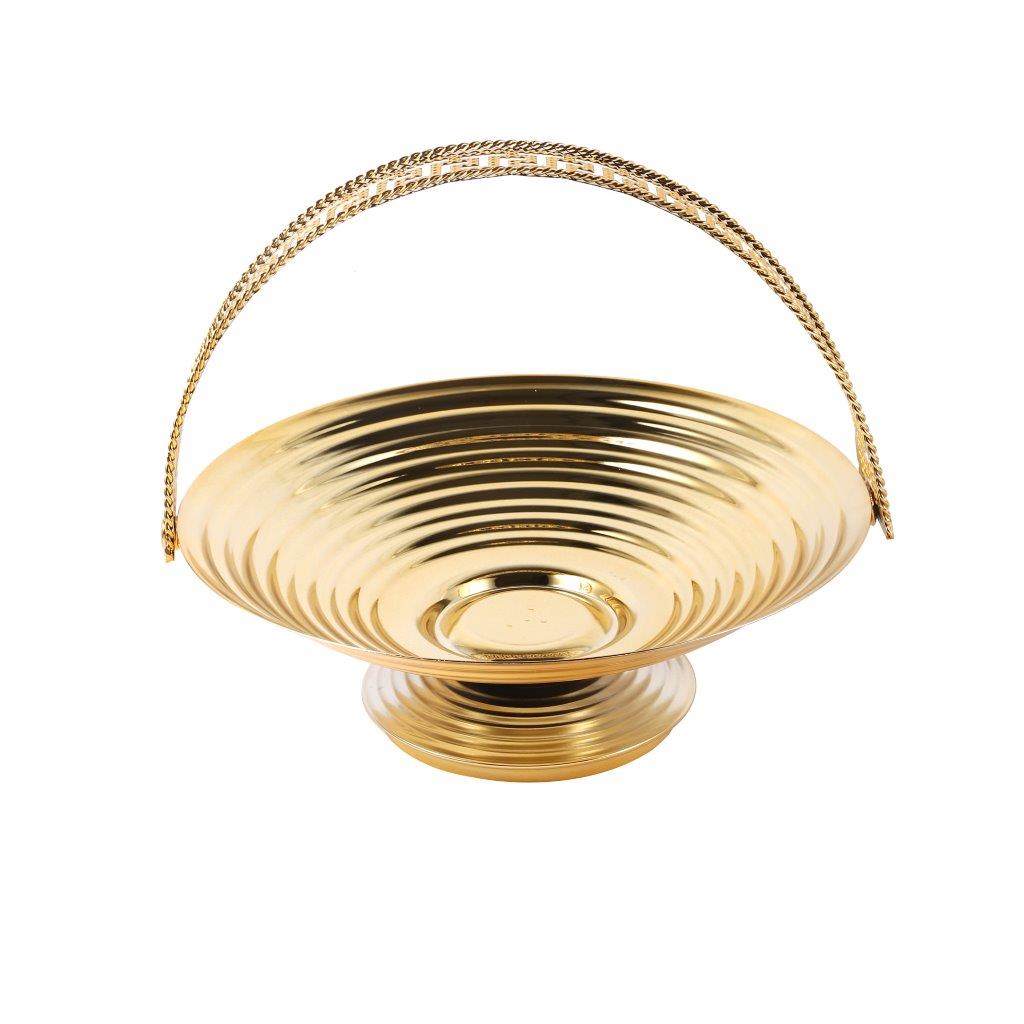 Silver Metal Craft Fruit Basket Style Round Deco Tray 25*25*19 cm