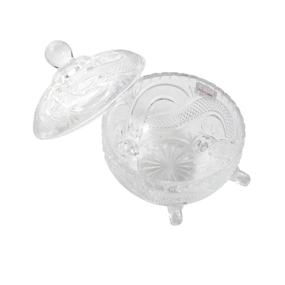 Crystal Glass Footed Sugar Bowl Candy Jar with Lid D - 10 cm ; H - 12 cm