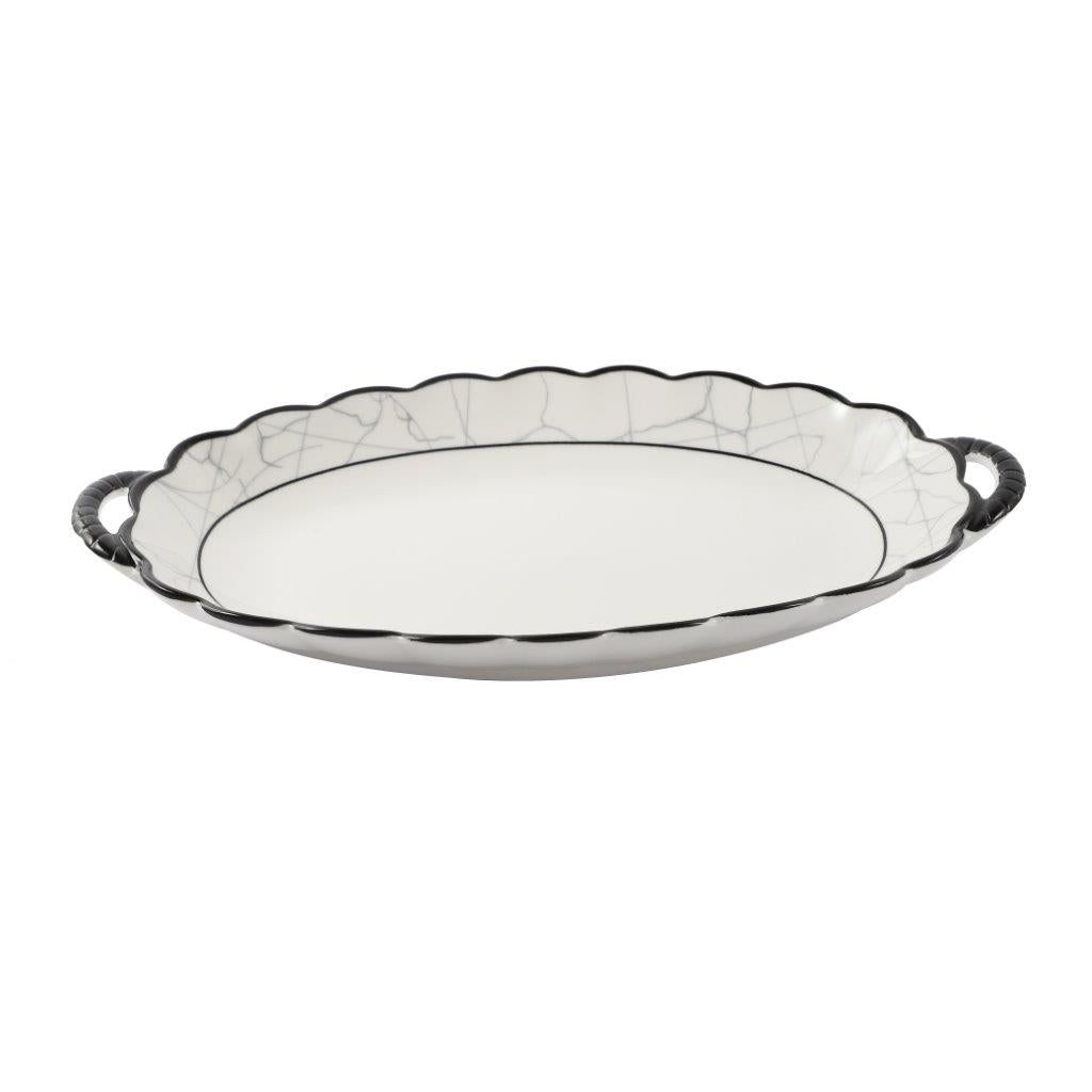 Abstract Print Ceramic Tableware Oval Serving Dish Plate 12.5 cm