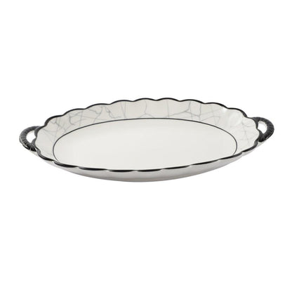 Abstract Print Ceramic Tableware Oval Serving Dish Plate 12.5 cm