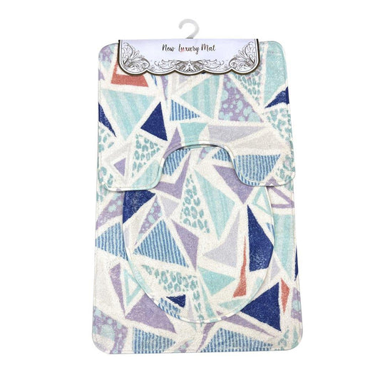 Soft Polyester Abstract Design Non Slip Water Absorbent Rectangular Bathmat Set 50*80/50*40/38*44 cm