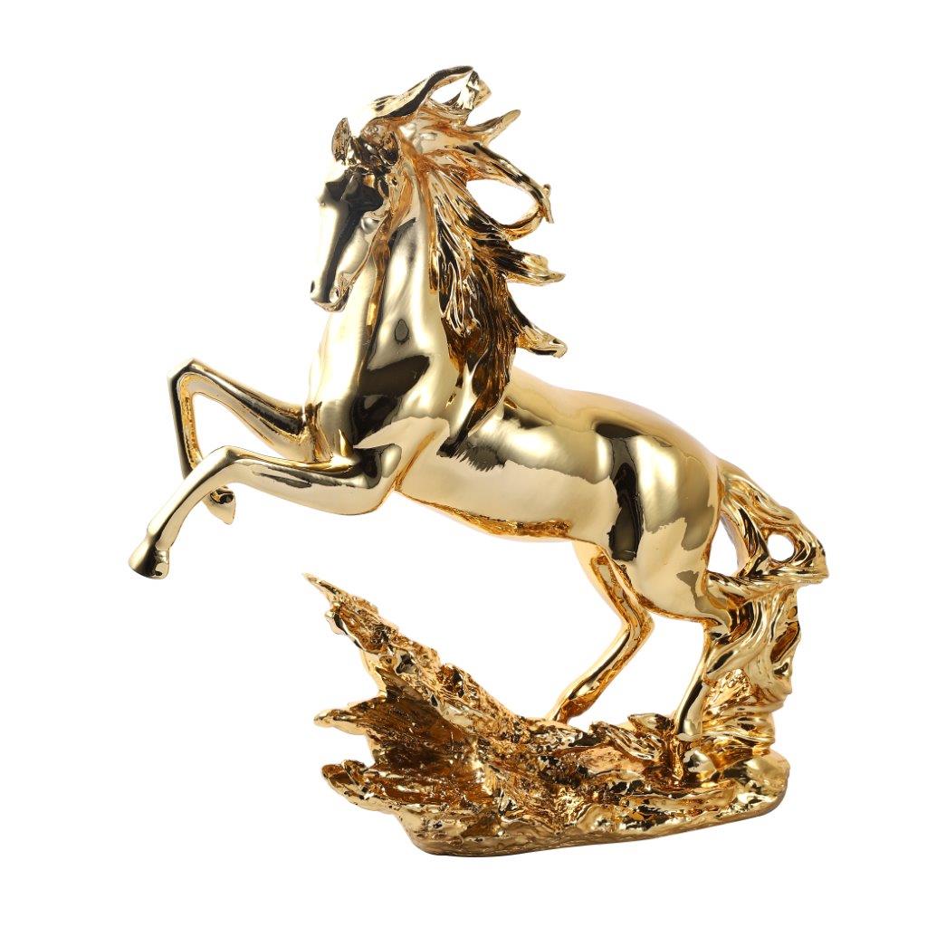Gold Sculpture Statue Resin Figurine Horse 33*13*36 cm