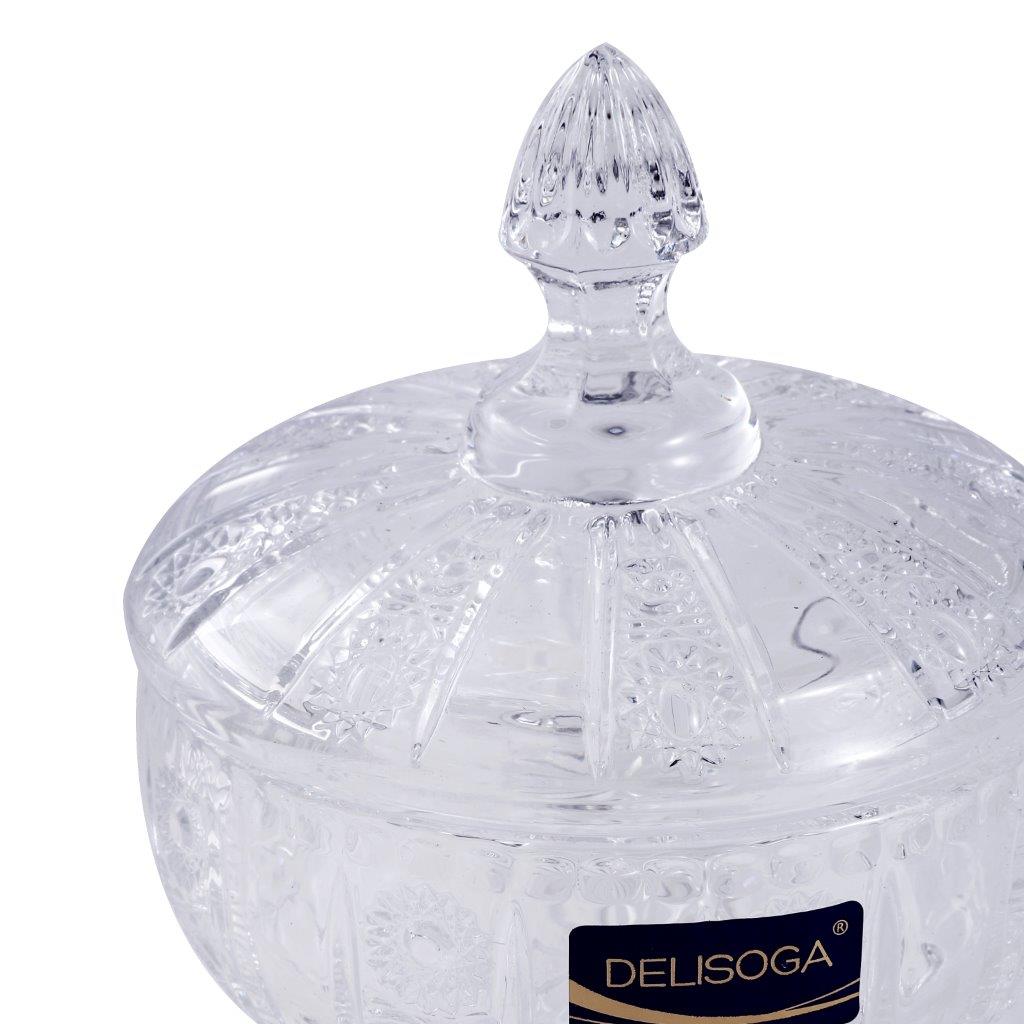 Crystal Glass Footed Sugar Bowl Candy Jar with Lid 12*14 cm