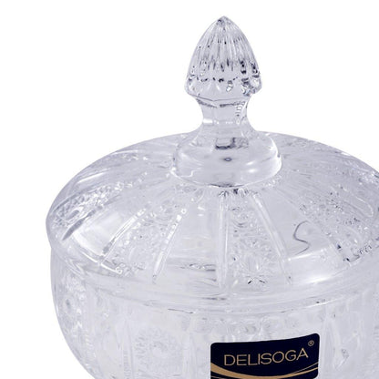 Crystal Glass Footed Sugar Bowl Candy Jar with Lid 12*14 cm