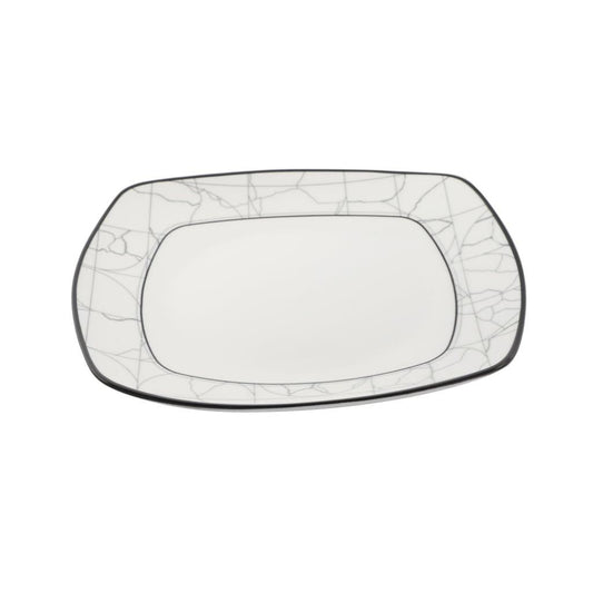 White Ceramic Abstract Print Tableware Rectangle Serving Dish Plate 10.5 cm