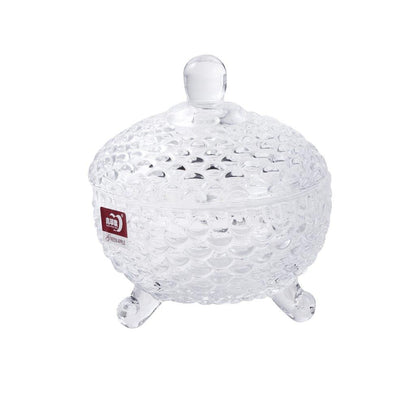 Crystal Glass Round Sugar Bowl Candy Jar with Lid 9.9*14.5 cm
