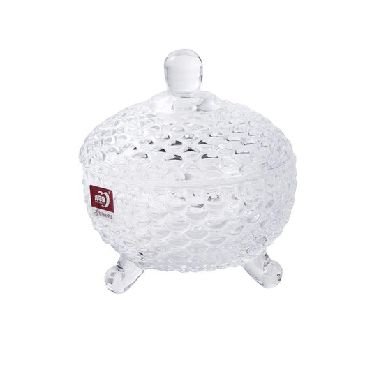 Crystal Glass Round Sugar Bowl Candy Jar with Lid 9.9*14.5 cm